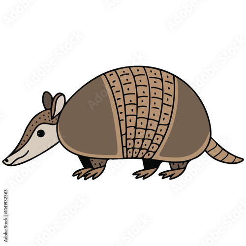 Banded armadillo standing alone isolated vector illustration on white background
