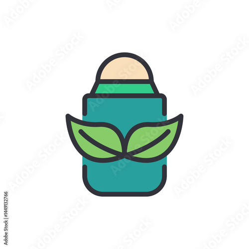 Herbal deodorant colored icons, minimalist vector illustration ,simple transparent graphic element .Isolated on white background