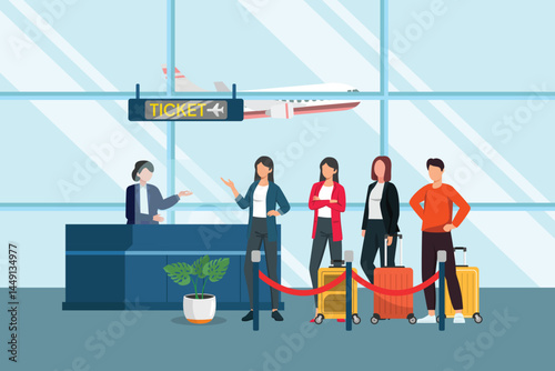 Airport activity Concept. Colored flat vector illustration isolated