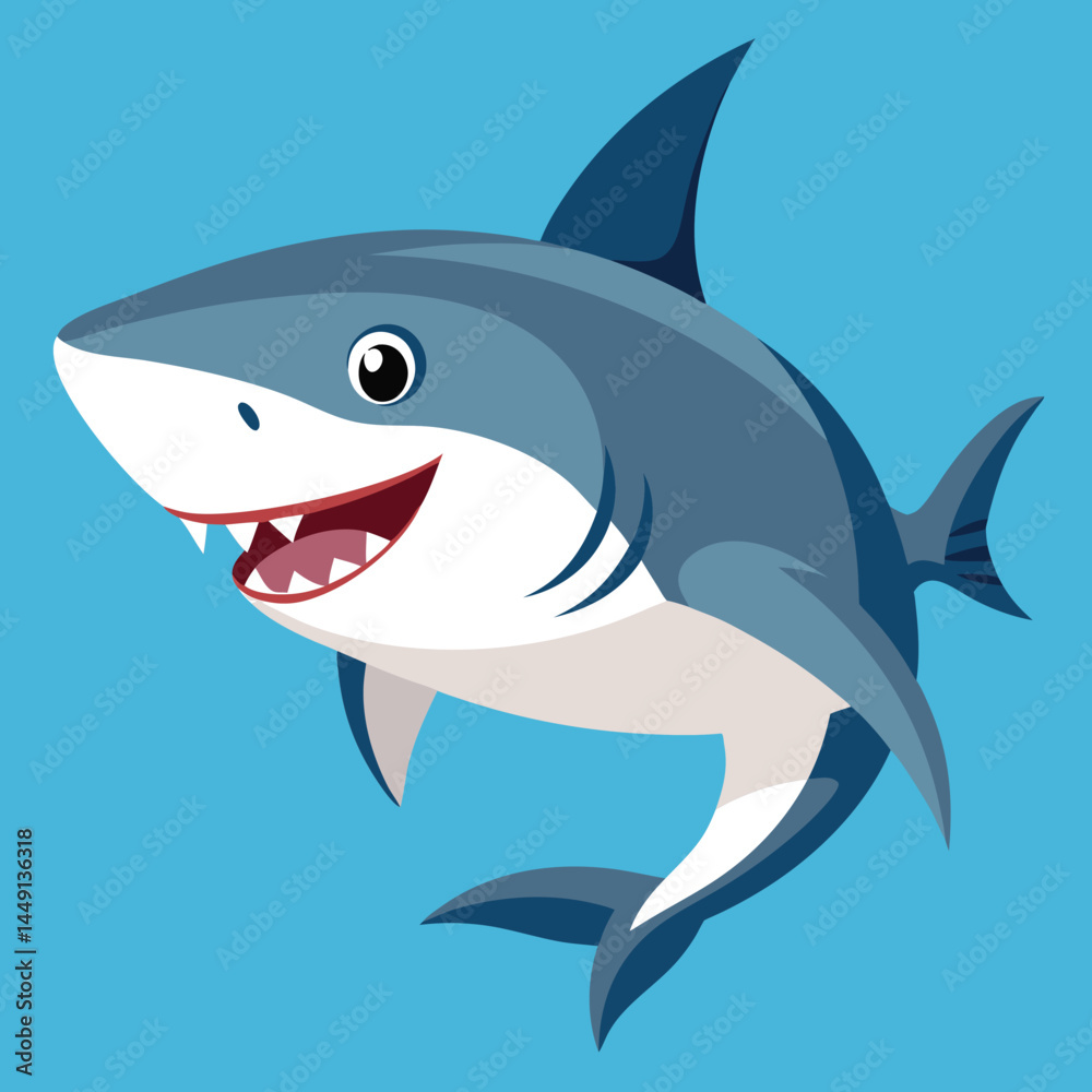 Naklejka premium shark cartoon isolated on white