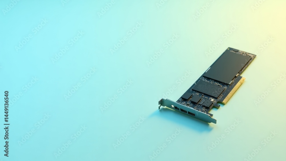 Fototapeta premium M2. Silicon meets Ocean. Isolated background, copyspace.. Silicon technology converges with vastness of ocean, symbolizing balance between innovation and natures power.