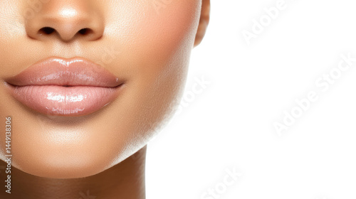 Close-up of woman's lips,  soft pink hue,  smooth skin,  natural beauty