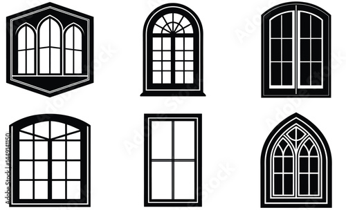 Window Silhouette Vector Set – Architectural Frames, Home Exterior, Vintage and Modern Styles