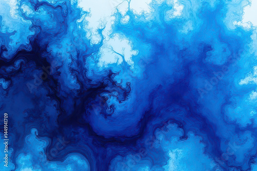 Mesmerizing Ink in Water: Swirling Navy & Royal Blue Patterns in Experimental Photography