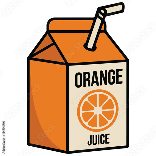Orange juice box with fresh fruit isolated vector illustration on white background