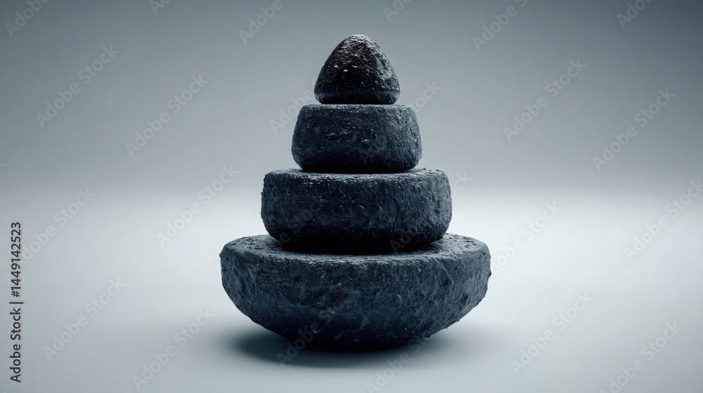 Stack of naturally balanced rocks representing stability and meditation in a peaceful natural environment Stack of naturally balanced rocks representing stability and meditation in a peaceful natural environment