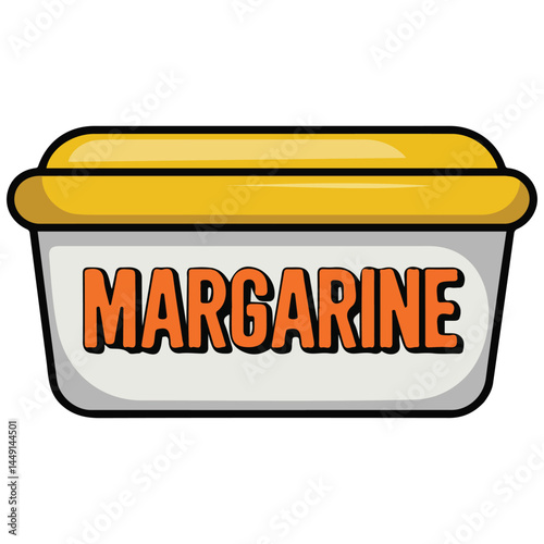 Yellow margarine tub container isolated vector illustration on white background