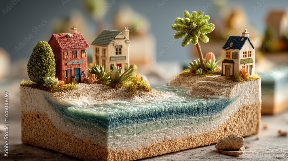 Obraz premium Detailed Handcrafted Miniature Landscapes Illustrating Human Influence on Natural Ecosystems and Encouraging Eco-Consciousness