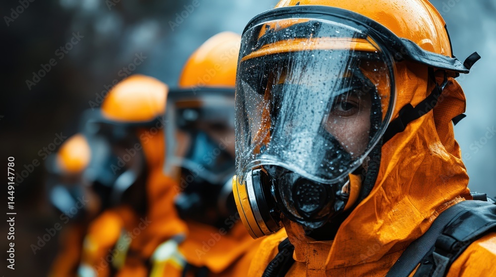 A firefighter team in protective gear stands ready, battling a dangerous blaze. Use to show bravery, emergency response, and safety in hazardous situations. A firefighter team in protective gear stands ready, battling a dangerous blaze. Use to show bravery, emergency response, and safety in hazardous situations.