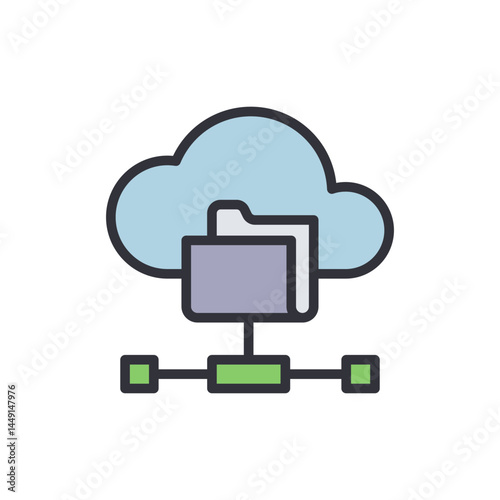 FTP colored icons, minimalist vector illustration ,simple transparent graphic element .Isolated on white background