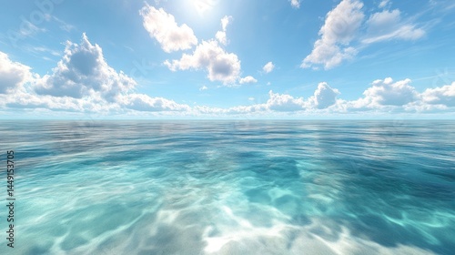 Vast ocean expanse, bright sky