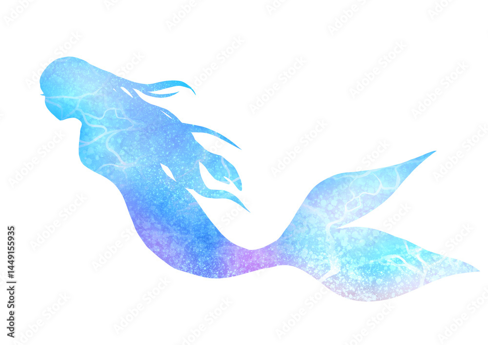 Naklejka premium 綺麗な人魚のシルエット素材