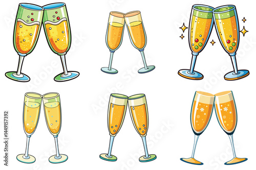Champagne glasses vector illustration isolated on white background.