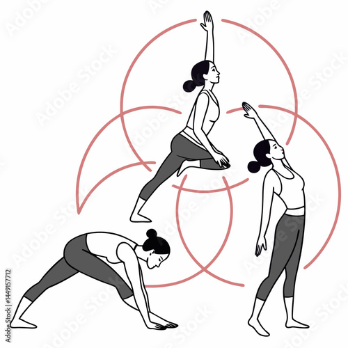 Asana-sequence graphic for International Yoga Day perfect for posters and digital art.