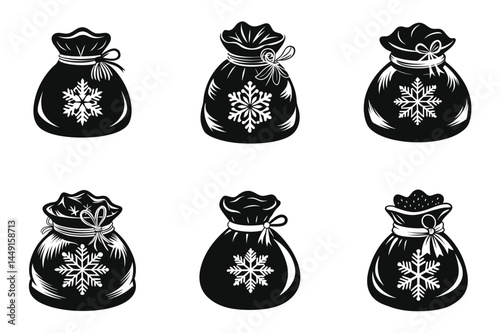 Santa's sack silhouette vector illustration isolated on white background.