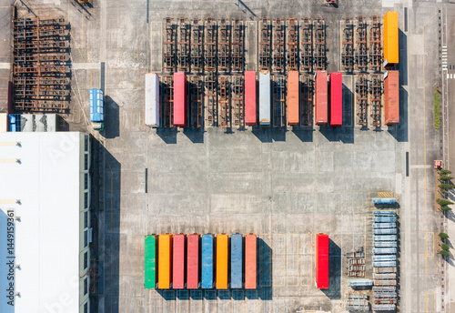Colorful Shipping Containers in Industrial Storage Yard