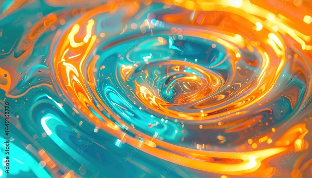 Fototapeta premium Abstract Swirling Orange And Teal Fluid Motion Design