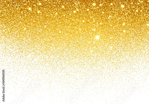 Golden glitter texture fading into white background creating a sparkling and festive effect design 100