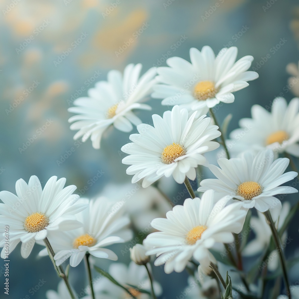 Fototapeta premium Bright White Floral Arrangement in Elegant Setting Showcasing Natural Beauty and Freshness of Blooms