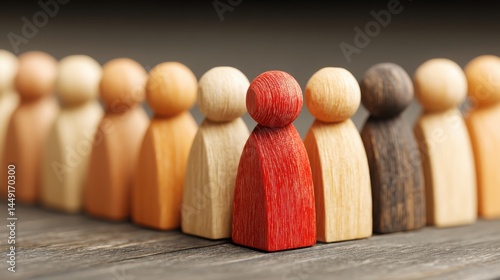 Group of wooden figurines representing diverse people in executive roles highlighting cognitive bias mitigation in leadership
