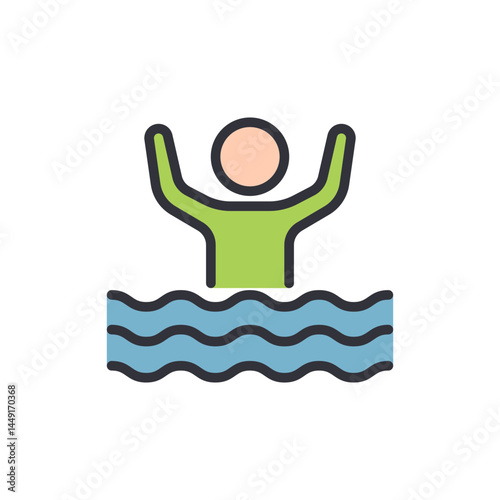 Flood colored icons, minimalist vector illustration ,simple transparent graphic element .Isolated on white background