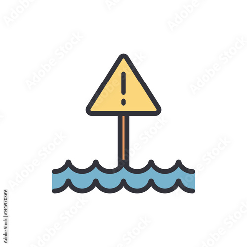 Flood alert colored icons, minimalist vector illustration ,simple transparent graphic element .Isolated on white background