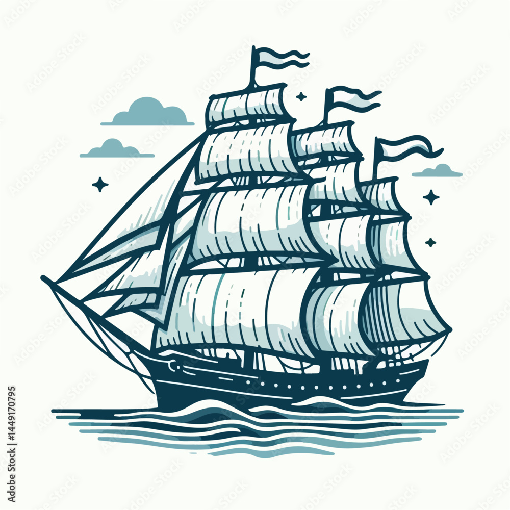 Naklejka premium ship, boat, sea, vector, travel, cruise, illustration, ocean, icon, transport, vessel, transportation, water, silhouette, symbol, wave, art, design, business, liner, cartoon, sign, nautical, holiday, 