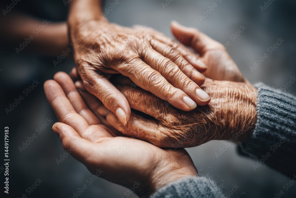 Fototapeta premium Hands Connecting A Touching Display of Empathy, Care, and Shared Humanity