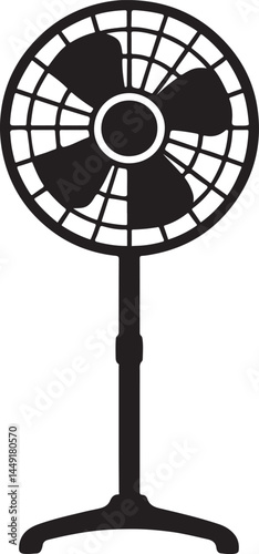 electric stand fan icon silhouette design vector art illustration 