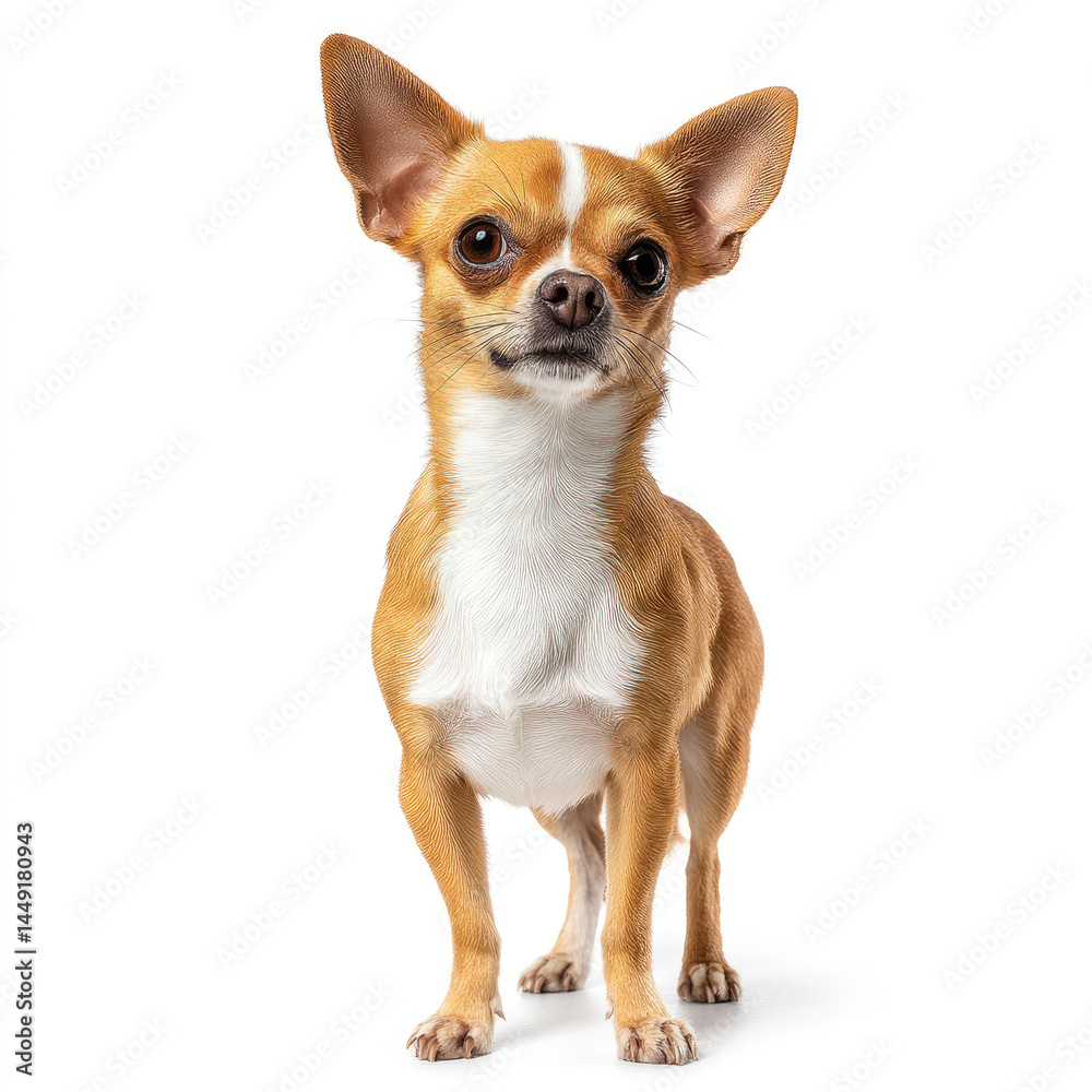 Small dog, reddish-tan and white, standing Small dog, reddish-tan and white, standing