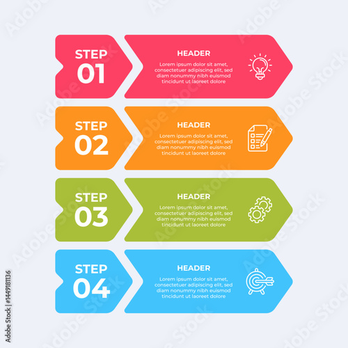 Threestep process with headers and descriptions.