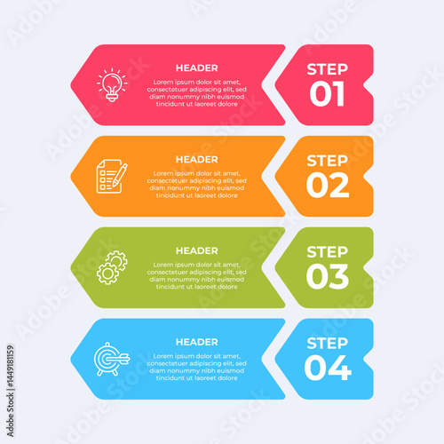 Threestep process with headers and descriptions.