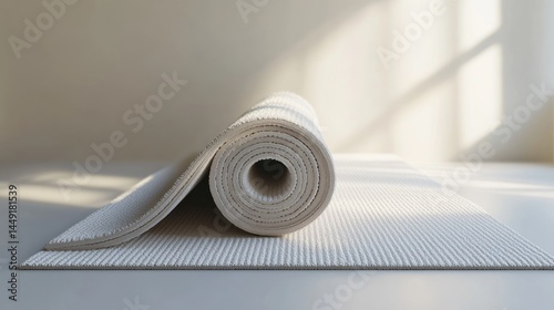 Rolled yoga mat on a mat (1) photo