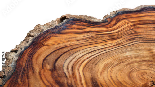 Natural Eucalyptus Tree Slice Showing Ring Texture Transparent Background