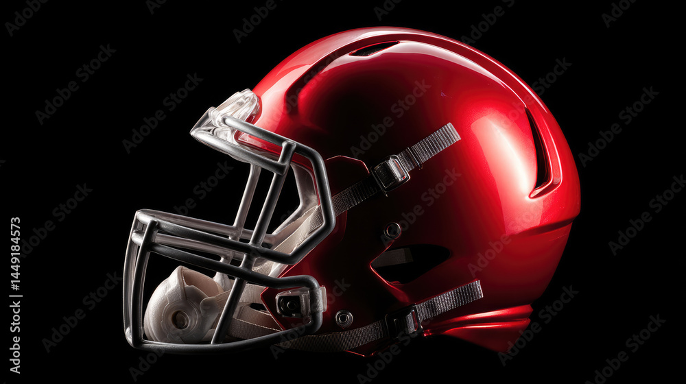 Naklejka premium Red football helmet, side view