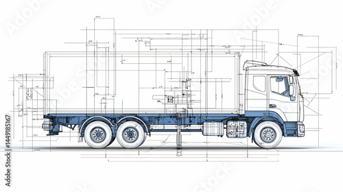 Technical Drawing Of A Flatbed Truck