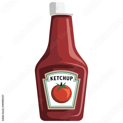 tomato ketchup bottle condiment food isolated vector illustration on white background