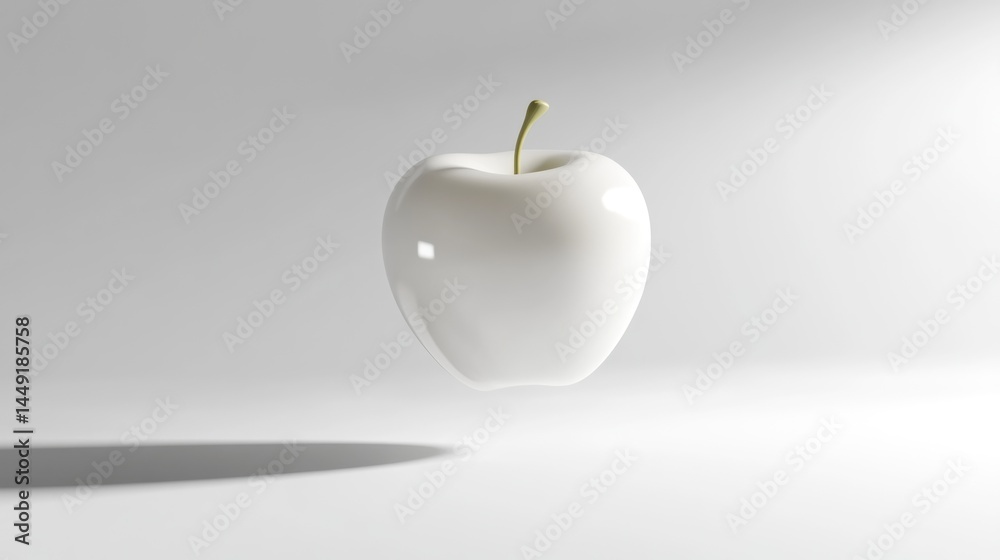 Obraz premium A pristine white apple, floating against a bright white background