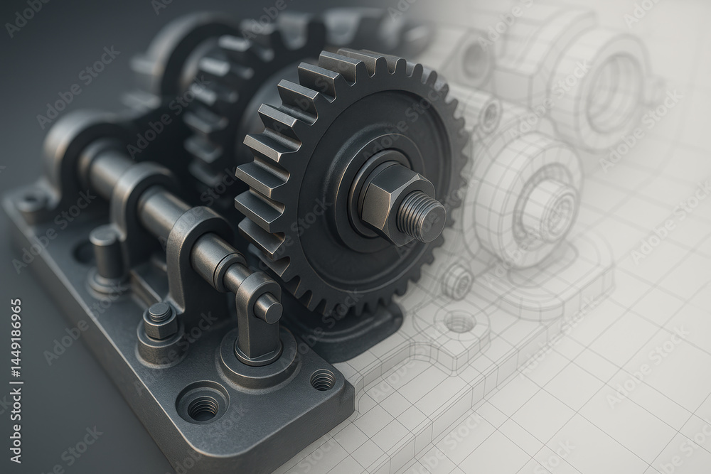 Mechanical gear system with consulting design concept illustrating engineering and technical innovation in machinery development Mechanical gear system with consulting design concept illustrating engineering and technical innovation in machinery development