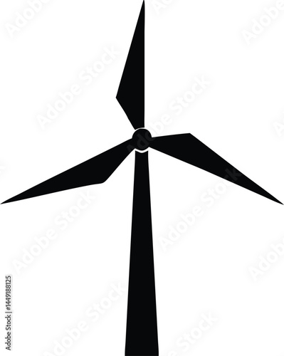 A black wind turbine icon showcases sustainable power generation in form