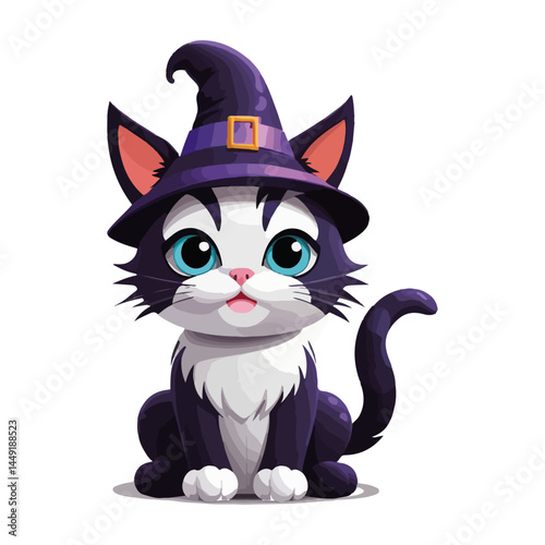 Cute halloween 3D cat vector