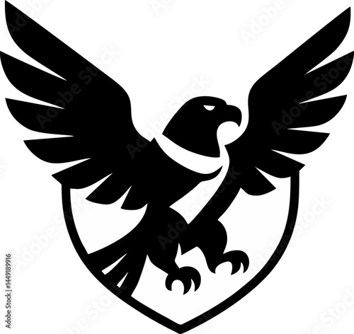 Symbol of Authority Majestic eagle silhouette embodying strength and vigilance soaring above a protective shield a powerful symbol of protection and prestige.