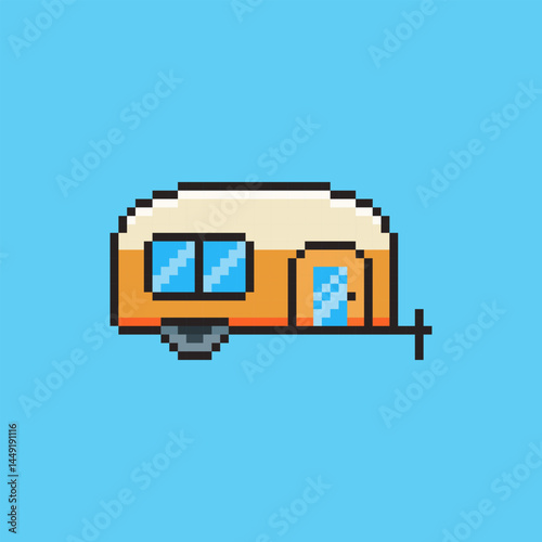 Pixel art Camper Van game asset design
