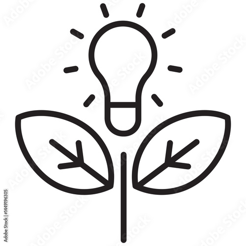 Vector of leaf and lightbulb with linear design suitable for agriculture innovation icon