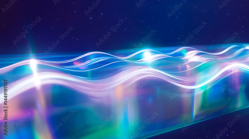 Obraz premium Mesmerizing light waves abstract art digital background vibrant colors artistic perspective visual concept for impact