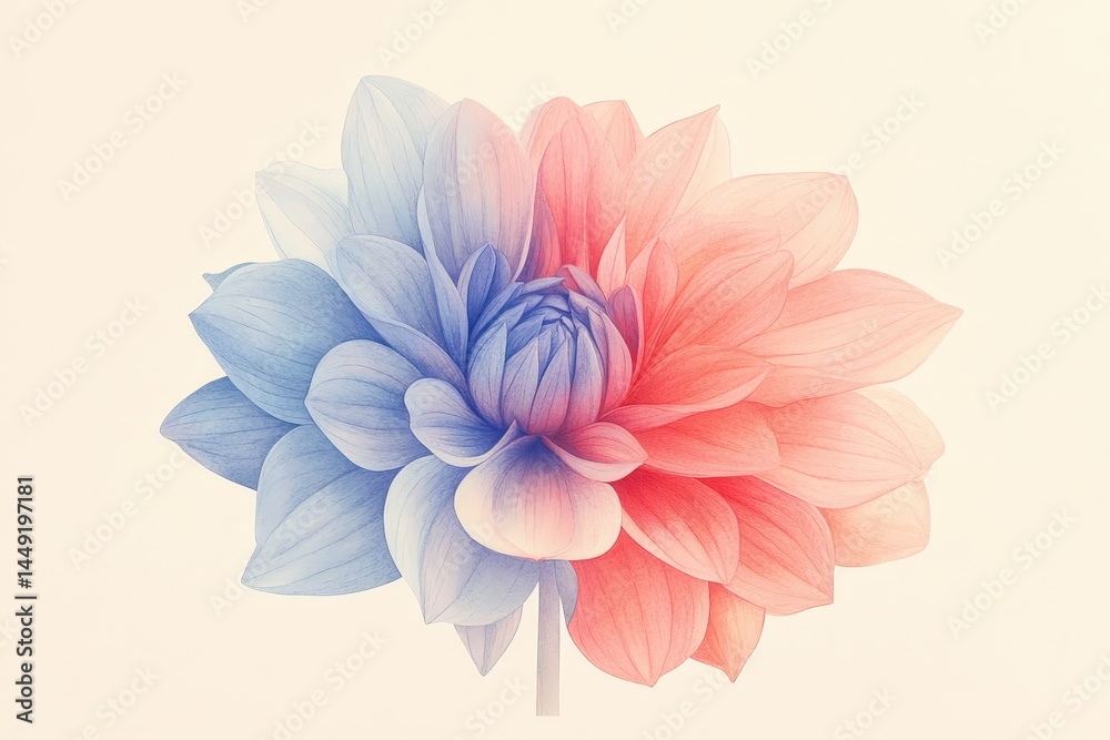 Fototapeta premium Delicate floral artwork in pastel shades.