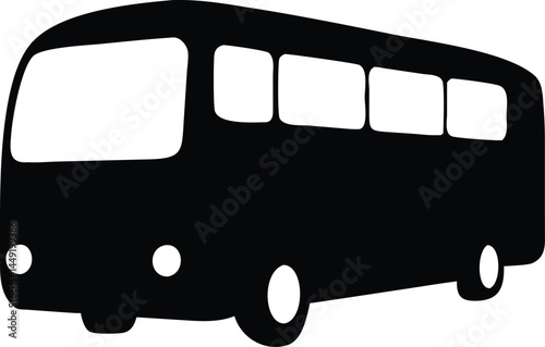 Black silhouette of a classic bus displaying multiple windows and round headlights makes for an excellent icon
