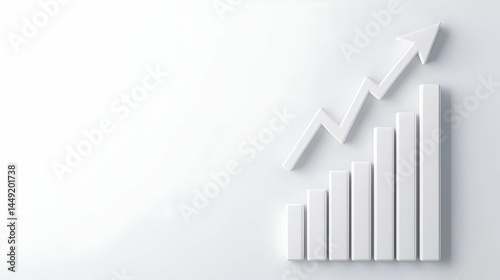 Wallpaper Mural White 3D Graph with Rising Arrow Representing Financial Growth Trend Torontodigital.ca