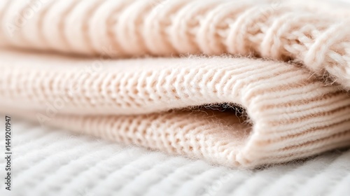 Soft Beige Knit Fabric Texture with Delicate Folds