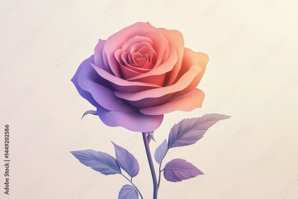 Fototapeta premium Delicate, colorful rose illustration in pastel tones.